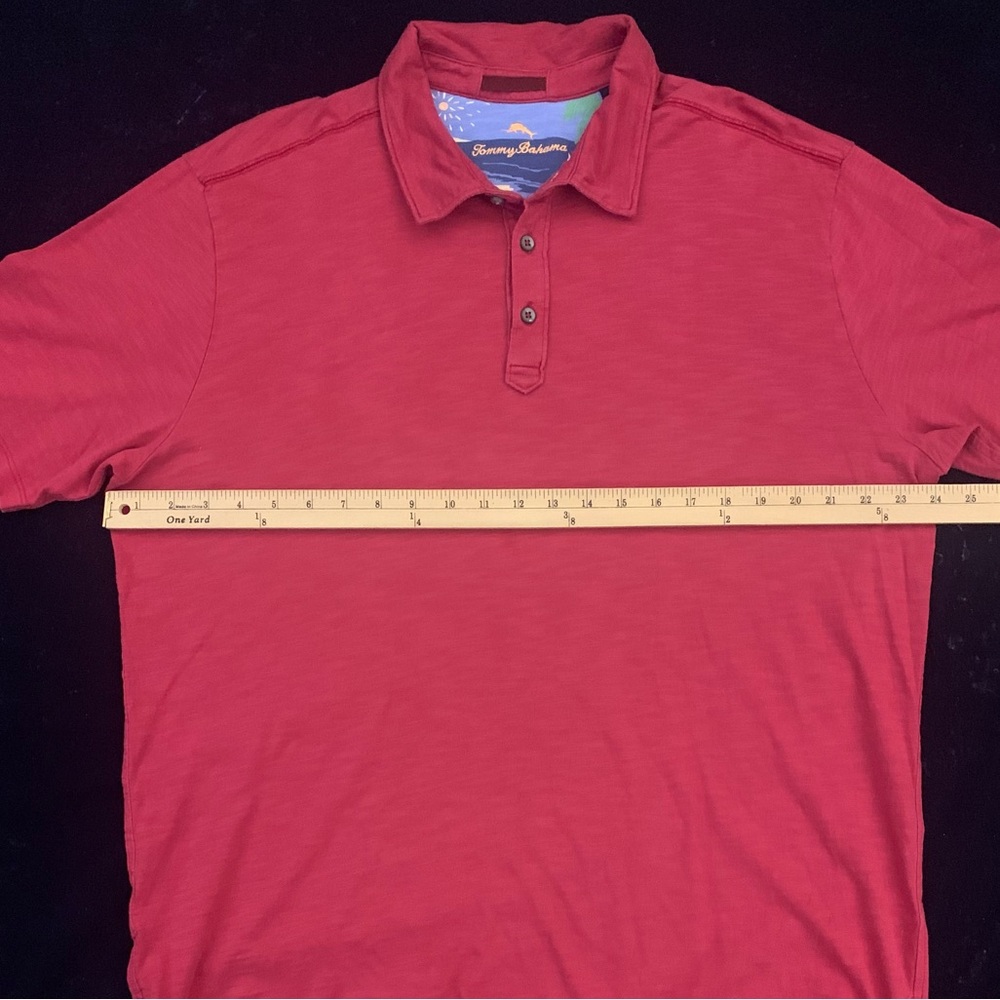 TOMMY BAHAMA SS Red Pima Cotton 3 Button Polo - Picture 5 of 7